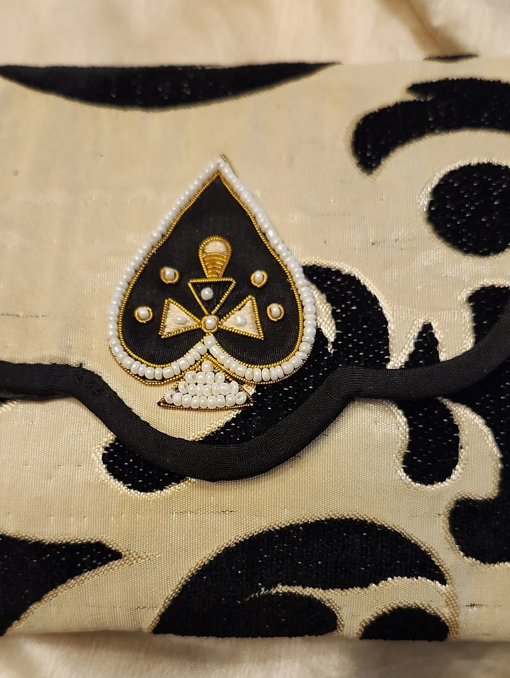 Pulnermacher Stunning Rare Vintage Black/Cream Jacquard Shoulder Bag/Clutch, $85